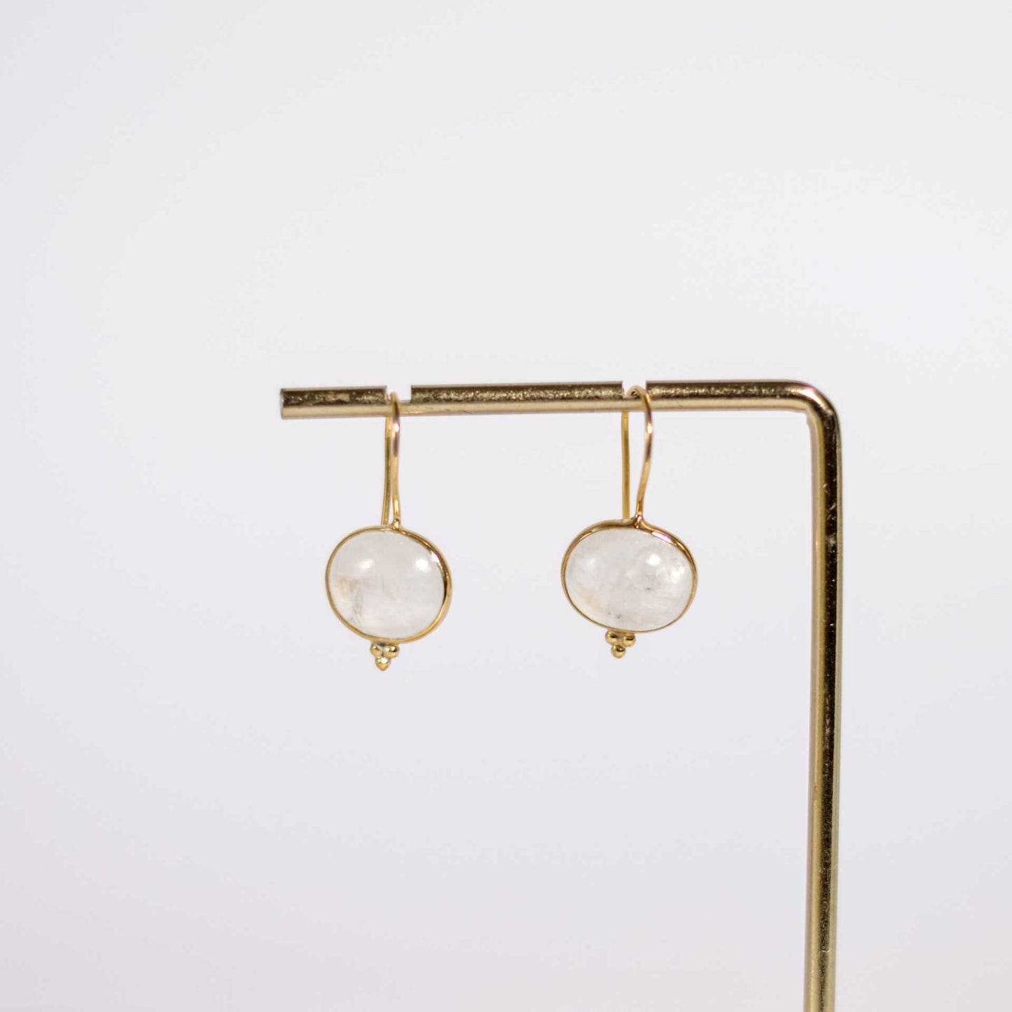 12 x 10 mm Oval Rainbow Moonstone Hook Earrings
