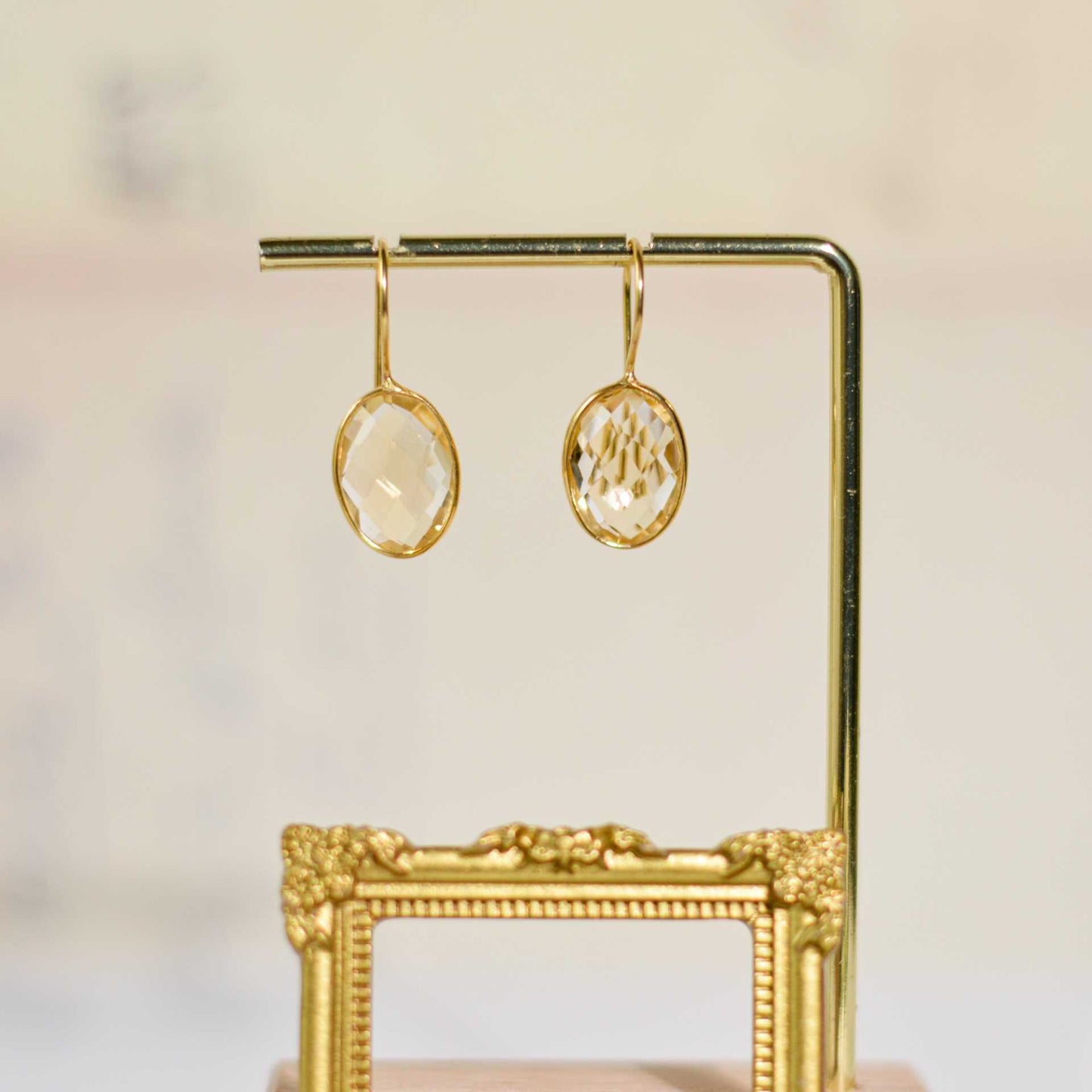 14 x 11 mm Oval cut Citrine Hook Earrings