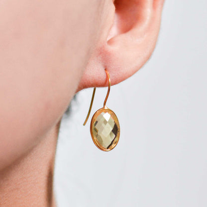 14 x 11 mm Oval cut Citrine Hook Earrings
