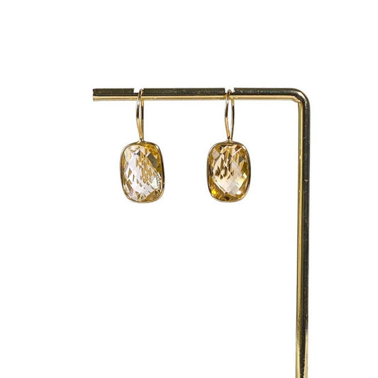 15 x 11 mm Rectangle cushion cut Citrine Hook Earrings