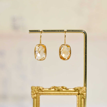 15 x 11 mm Rectangle cushion cut Citrine Hook Earrings