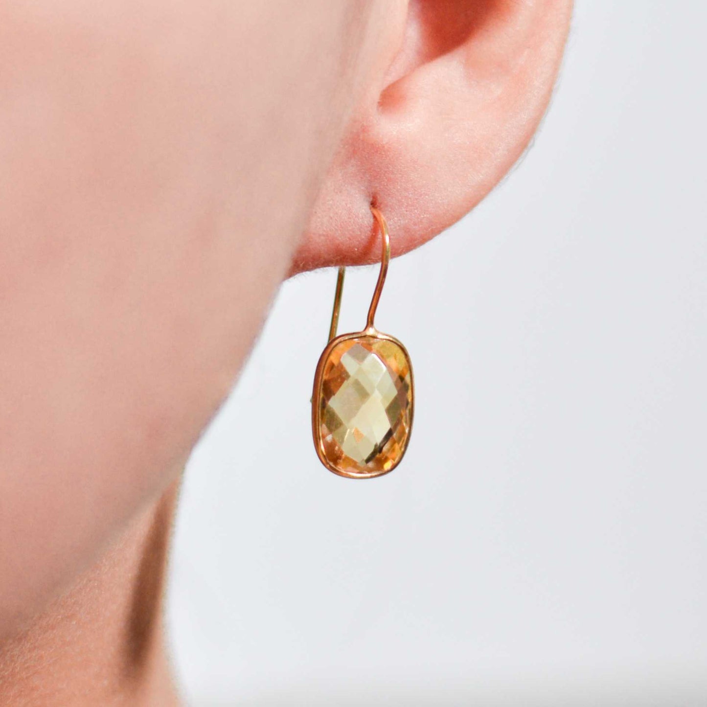 15 x 11 mm Rectangle cushion cut Citrine Hook Earrings