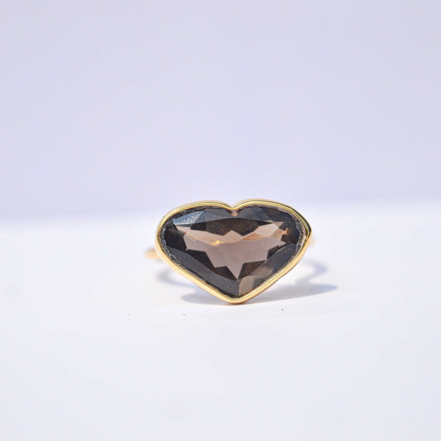 10 x 15 mm Heart cut Smokey Quartz Ring