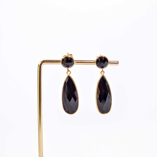 25 x 9 mm Pear cut Black Onyx Drop Earrings
