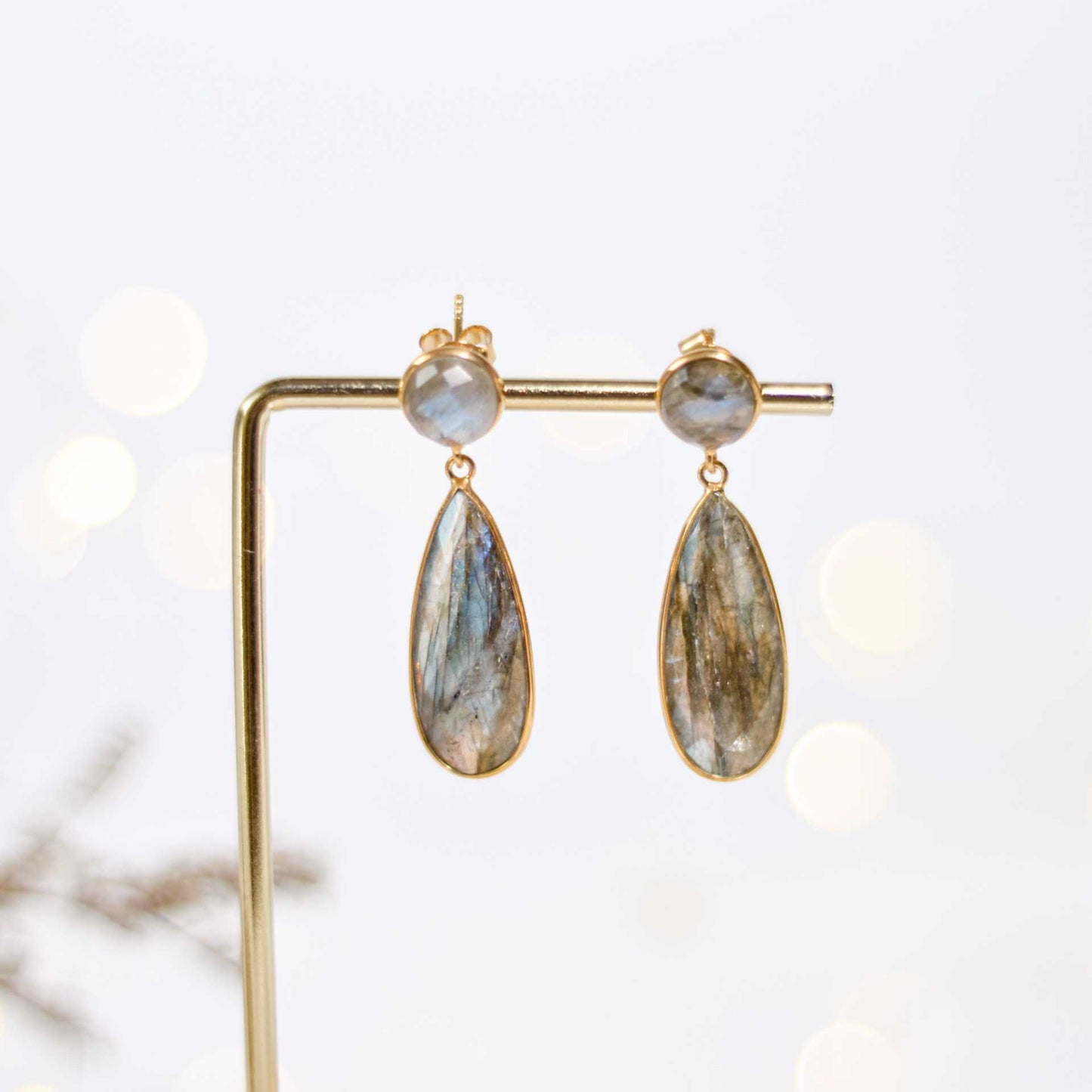 25 x 9 mm Pear cut Labradorite Drop Earrings