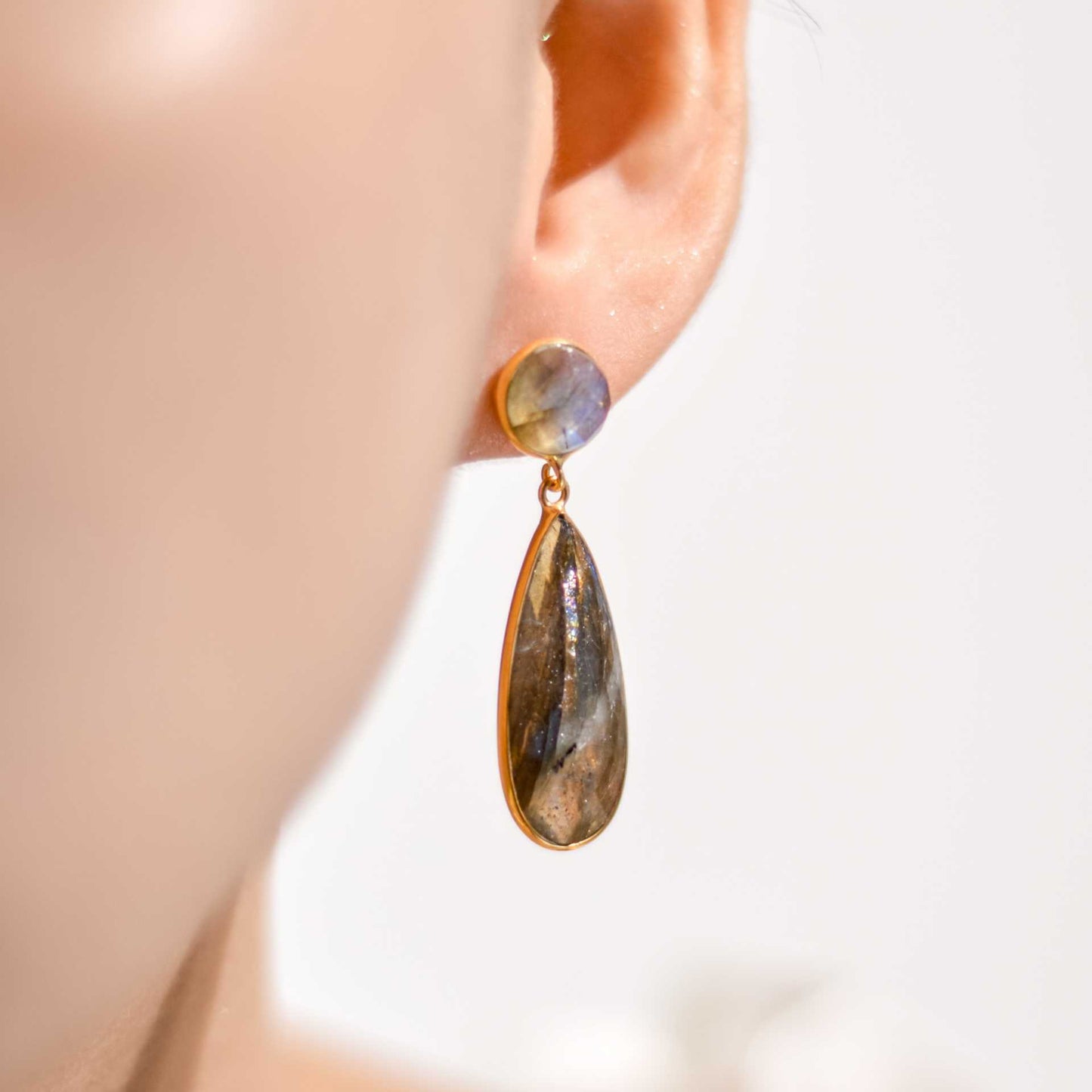 25 x 9 mm Pear cut Labradorite Drop Earrings