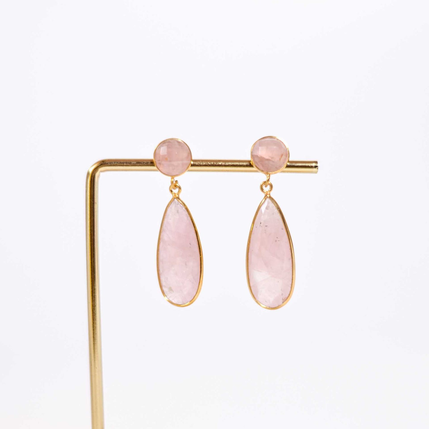 25 x 9 mm Pear cut Rose Quartz Drop Earrings