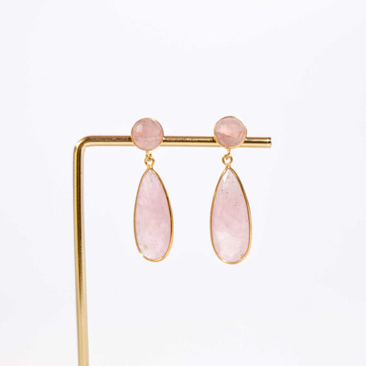 25 x 9 mm Pear cut Rose Quartz Drop Earrings