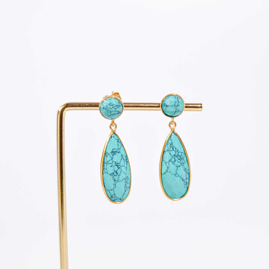 25 x 9 mm Pear cut Turquoise Drop Earrings