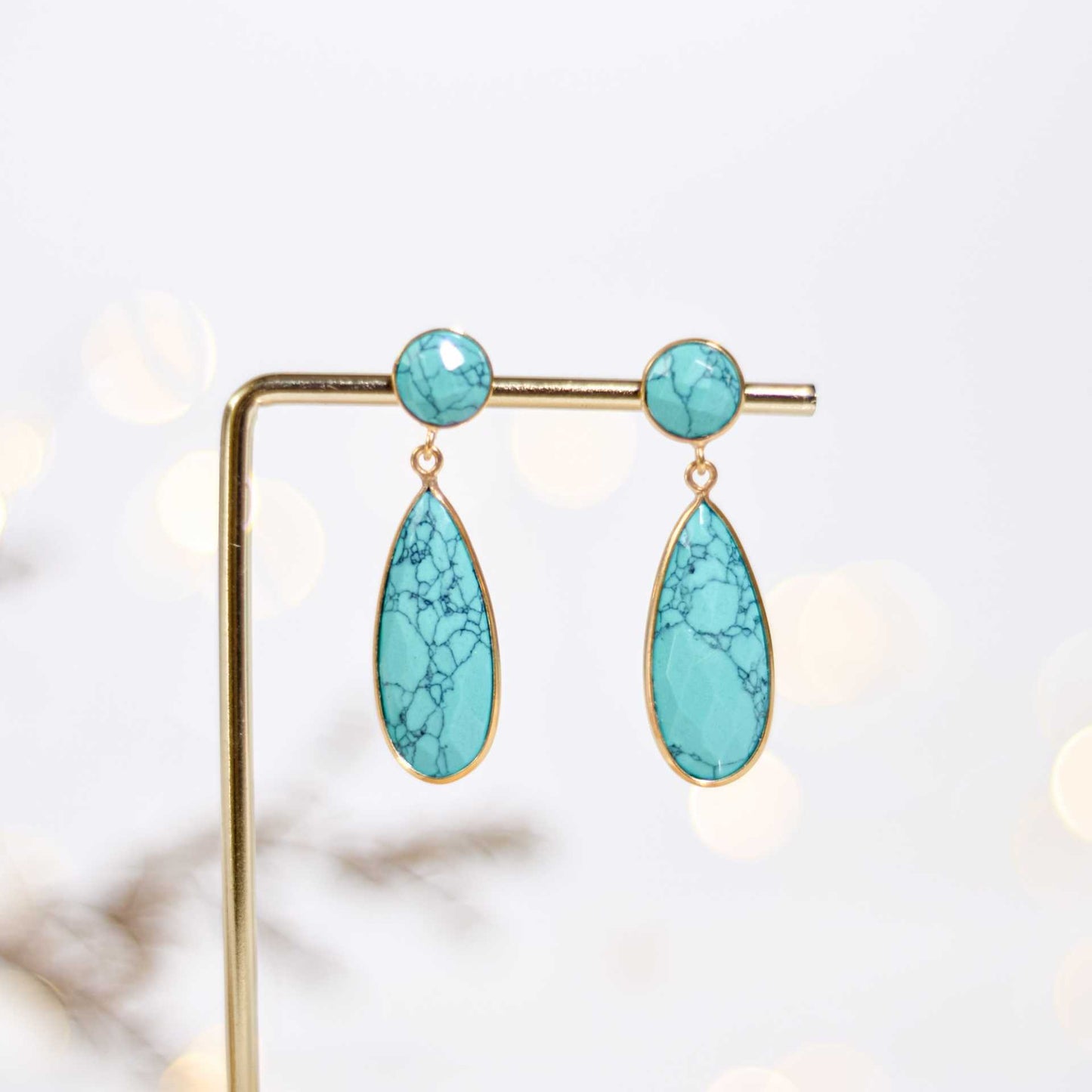 25 x 9 mm Pear cut Turquoise Drop Earrings