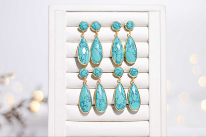 25 x 9 mm Pear cut Turquoise Drop Earrings