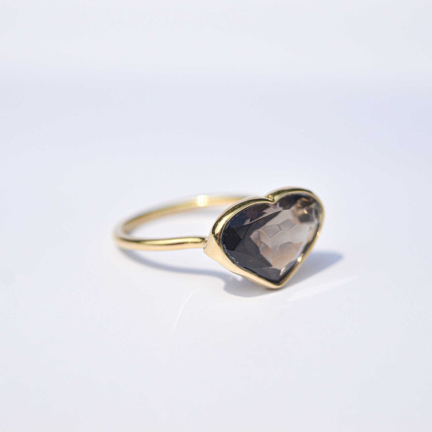 10 x 15 mm Heart cut Smokey Quartz Ring