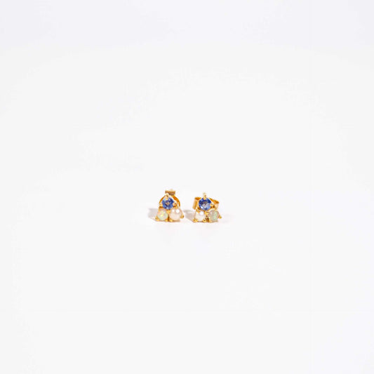 3 mm Pearl, Opal, Kyanite Cluster Earrings