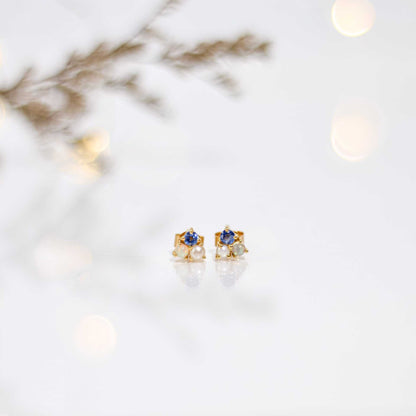 3 mm Pearl, Opal, Kyanite Cluster Earrings