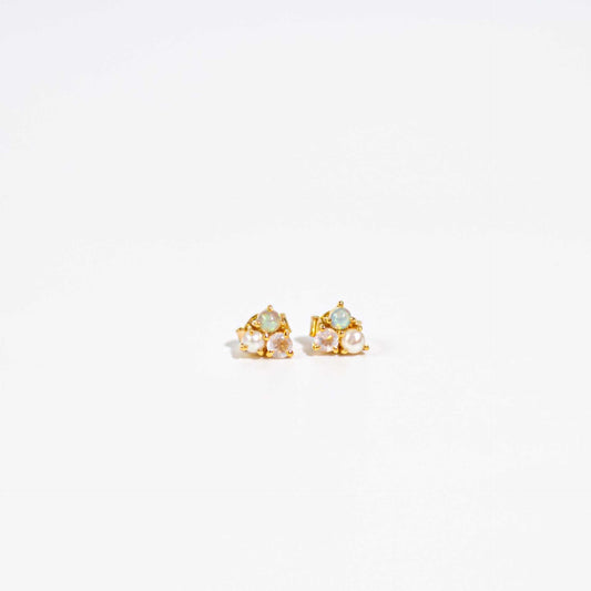 3 mm Pearl, Opal, Moonstone Cluster Earrings
