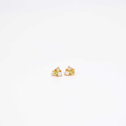 3 mm Pearl, Opal, Peridot Cluster Earrings
