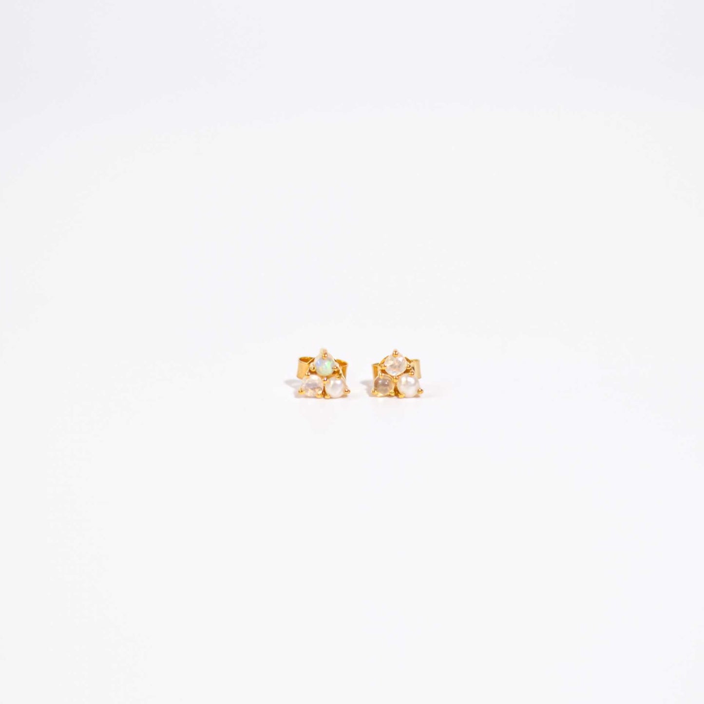 3 mm Pearl, Opal, Rose Quartz Cluster Earrings