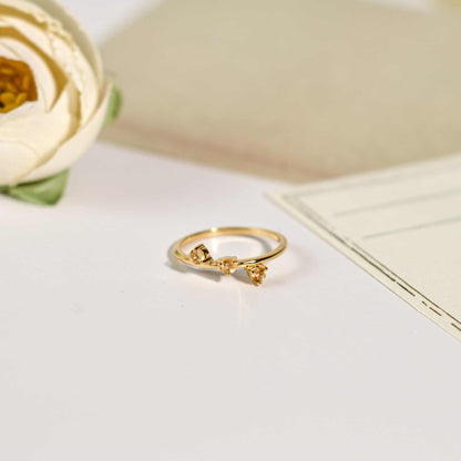 3 mm Round cut Citrine Cluster Stack Ring