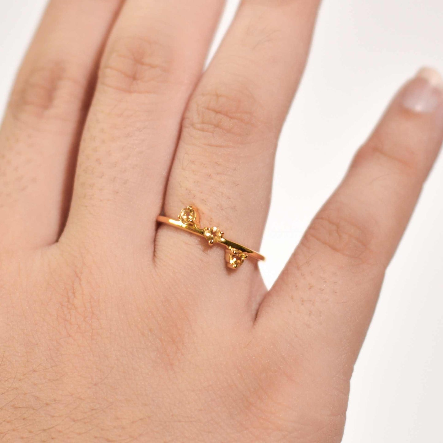 3 mm Round cut Citrine Cluster Stack Ring