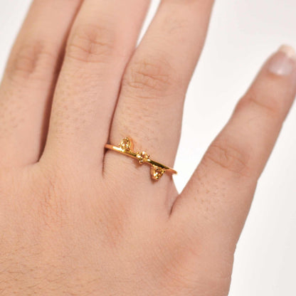 3 mm Round cut Citrine Cluster Stack Ring