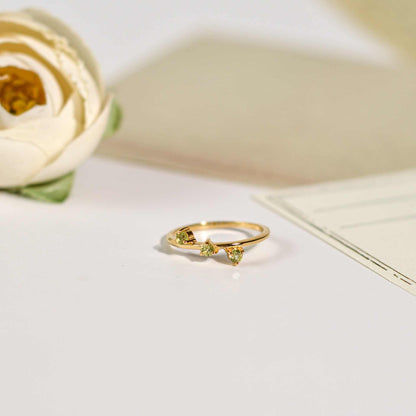 3 mm Round cut Peridot Cluster Stack Ring
