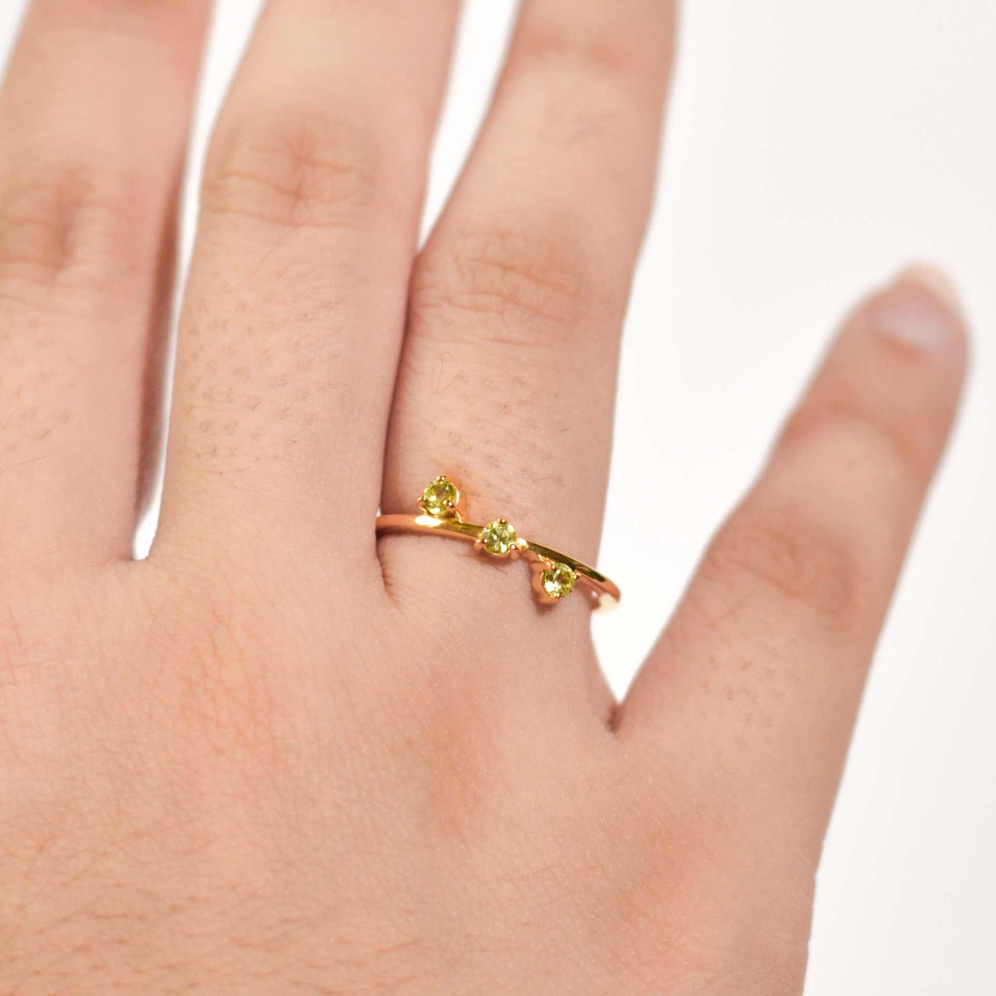 3 mm Round cut Peridot Cluster Stack Ring
