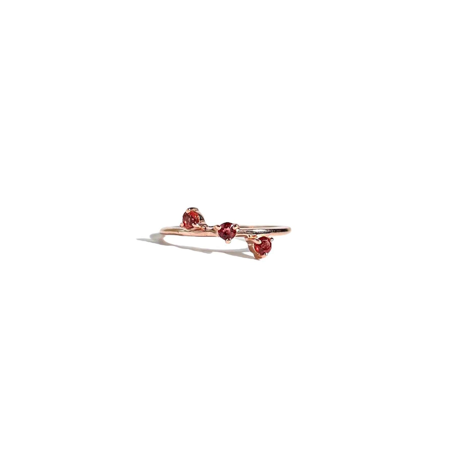 3 mm Round cut Red Garnet Cluster Stack Ring