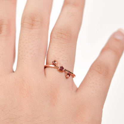3 mm Round cut Red Garnet Cluster Stack Ring