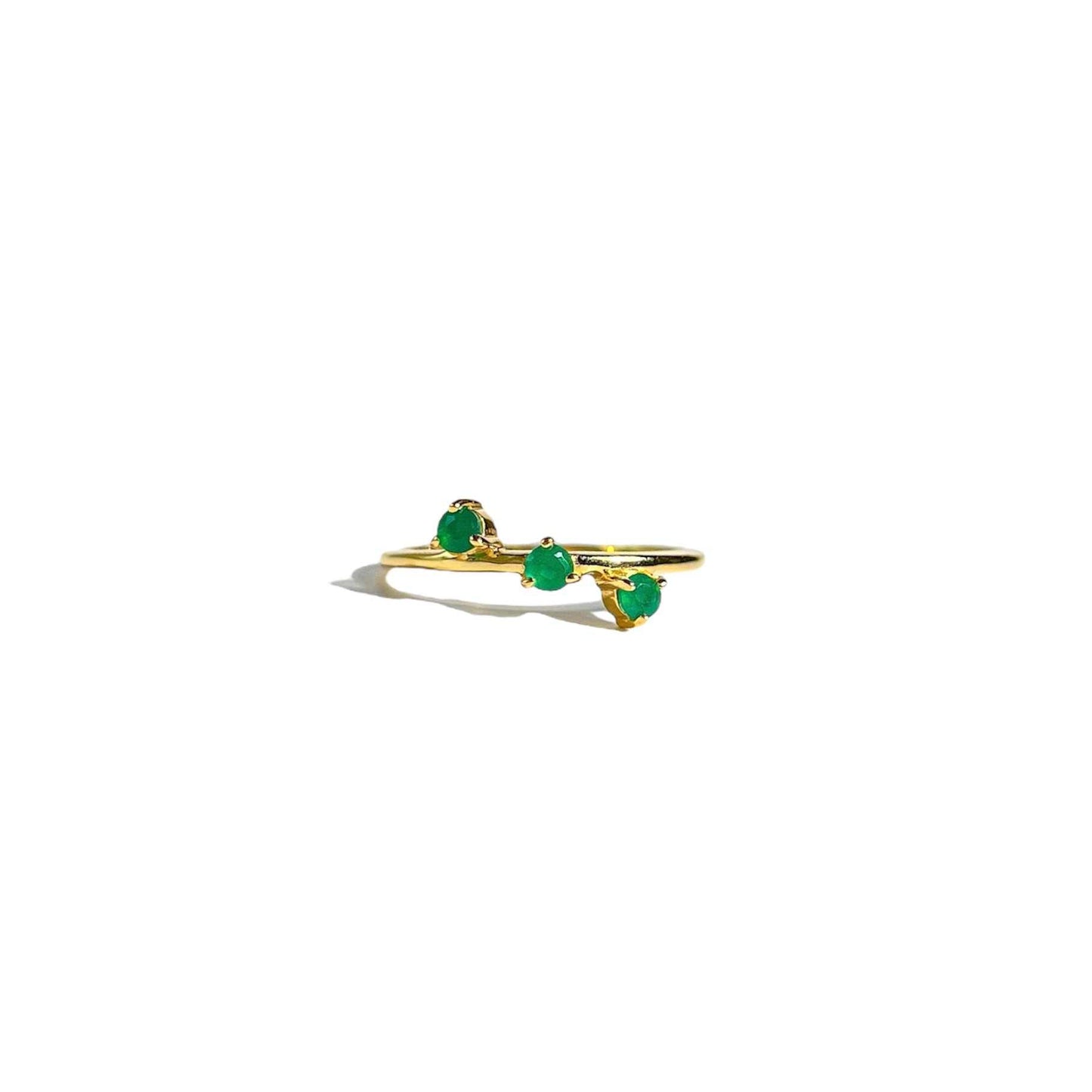 3 mm Round cut Green Onyx Cluster Stack Ring
