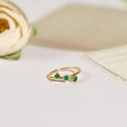 3 mm Round cut Green Onyx Cluster Stack Ring