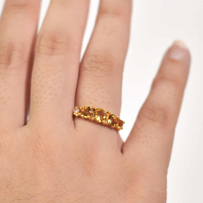 5-stone Round cut Citrine Half Eternity Ring