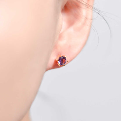 5 mm Round cut Purple Amethyst Earrings