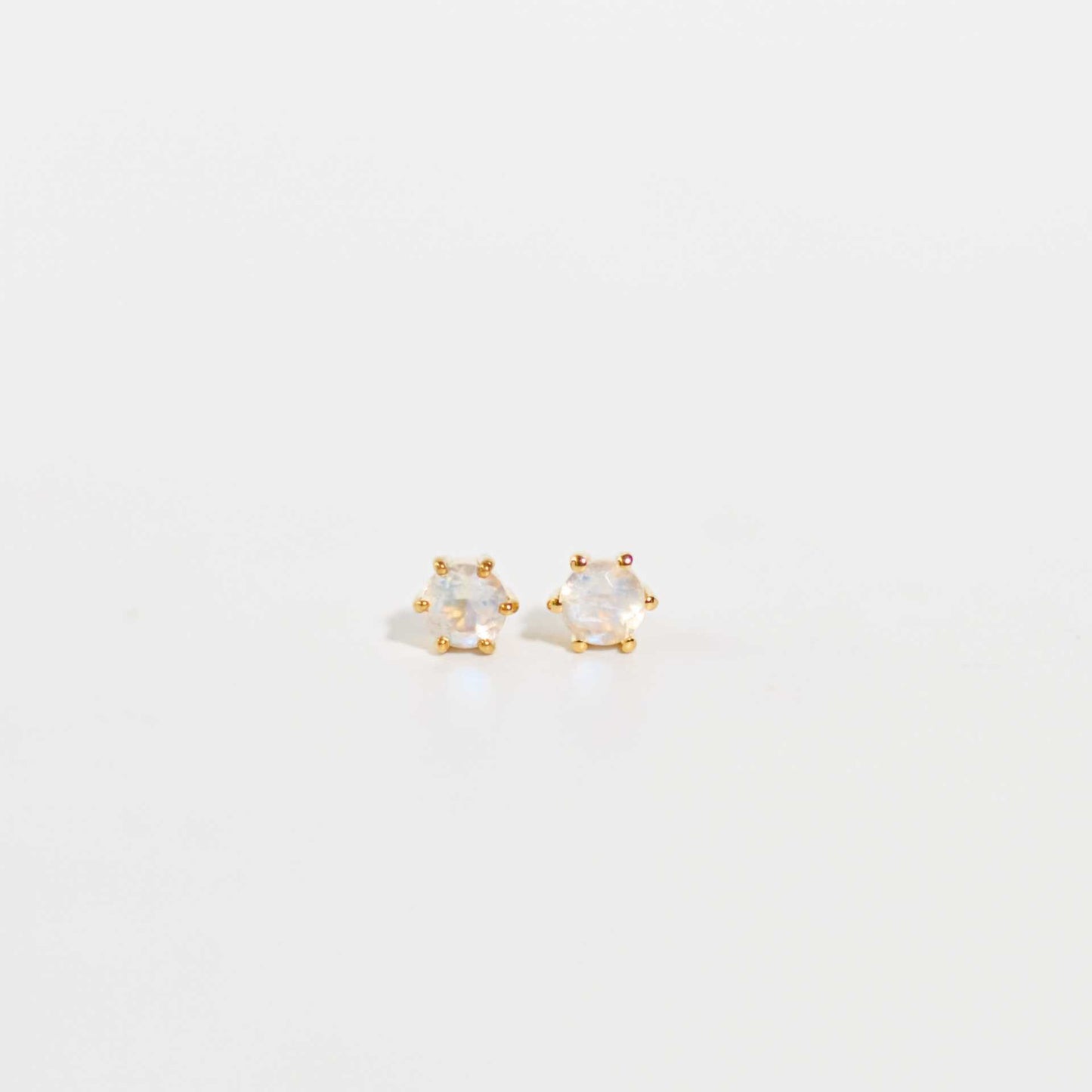 5 mm Round cut Rainbow Moonstone Earrings