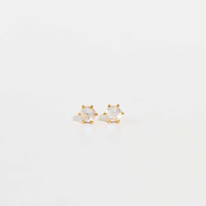 5 mm Round cut Rainbow Moonstone Earrings