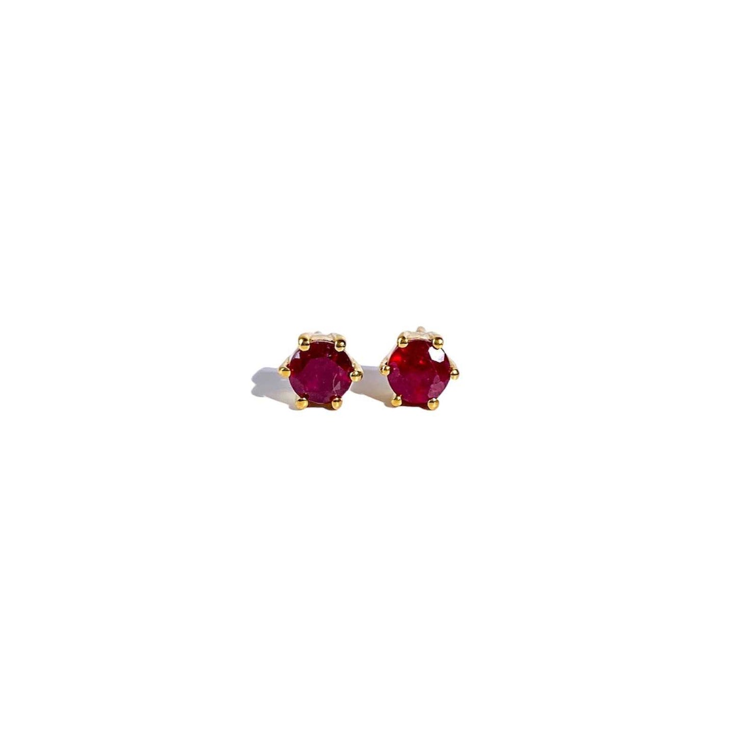 5 mm Round cut Red Garnet Earrings