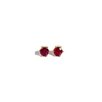 5 mm Round cut Red Garnet Earrings