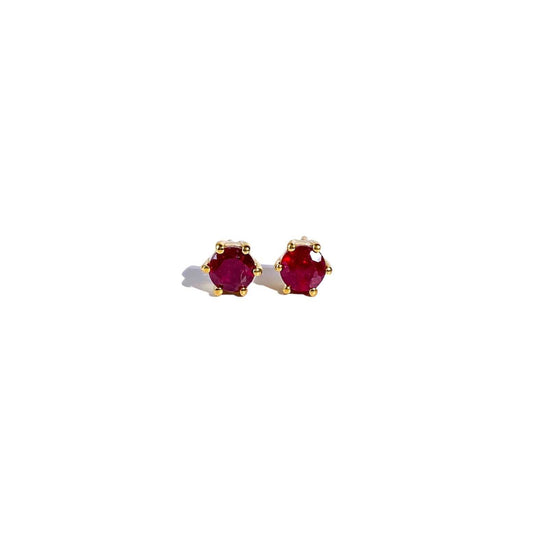 5 mm Round cut Red Garnet Earrings