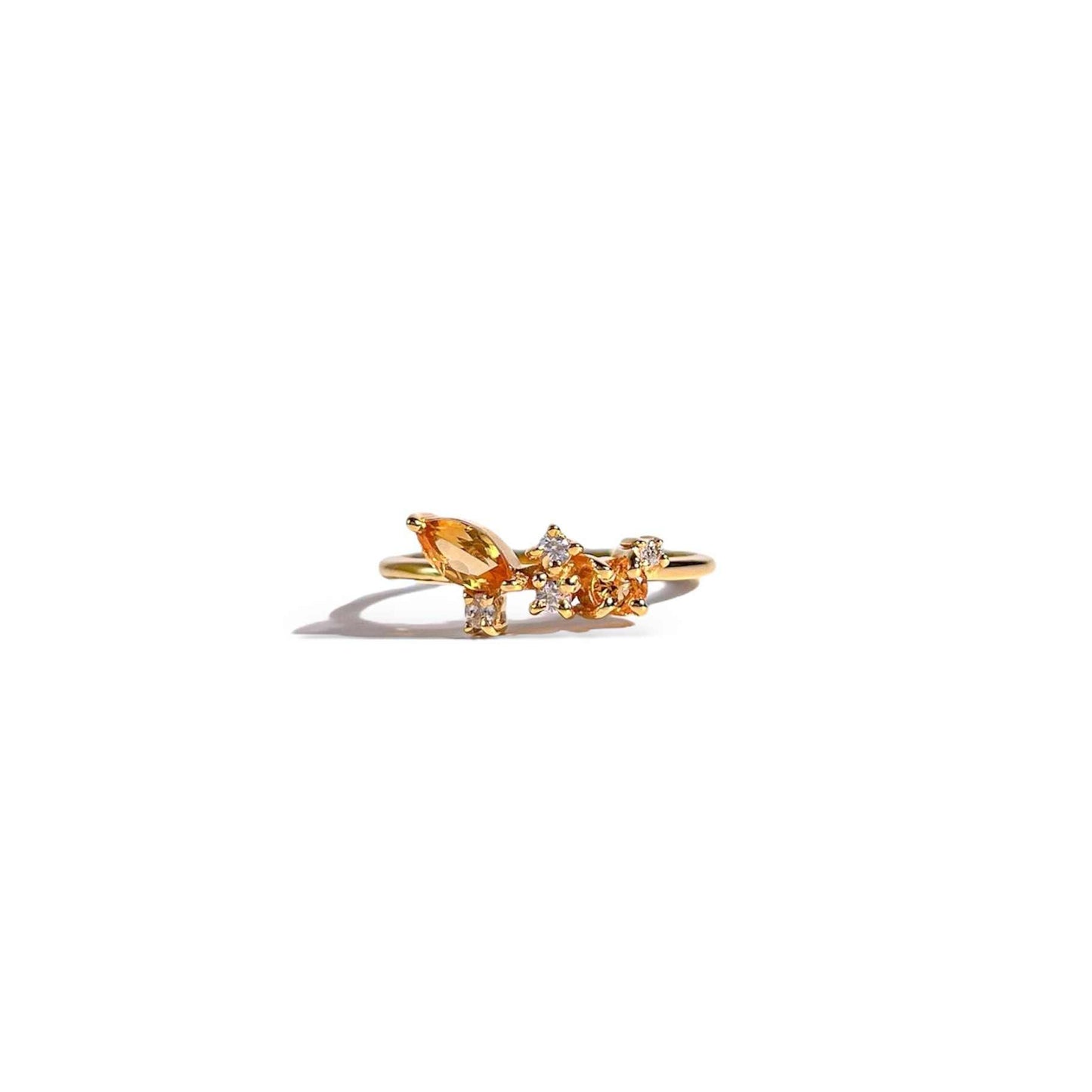 5 x 2.5 mm Marquise cut Citrine with Cz Glitter Ring