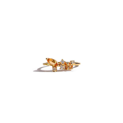 5 x 2.5 mm Marquise cut Citrine with Cz Glitter Ring