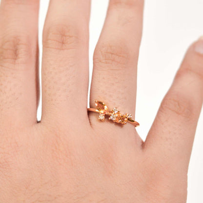 5 x 2.5 mm Marquise cut Citrine with Cz Glitter Ring