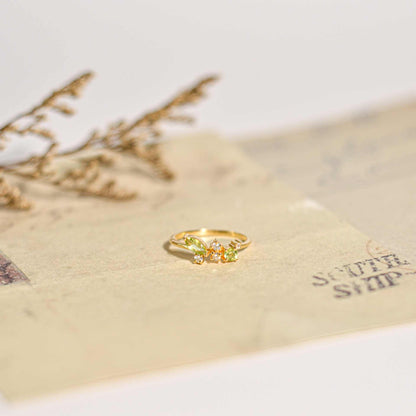 5 x 2.5 mm Marquise cut Peridot with Cz Glitter Ring