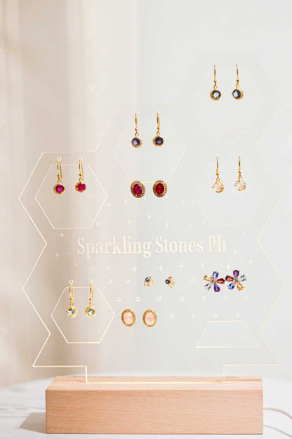 6 mm Round cut Citrine with Crescent Cz Earrings