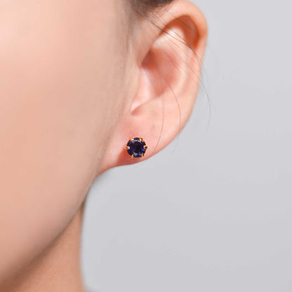 6 mm Round cut Iolite Earrings