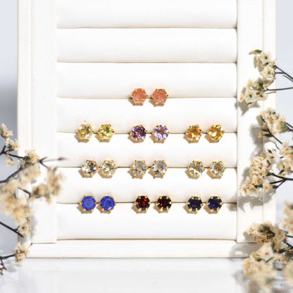 6 mm Round cut Iolite Earrings