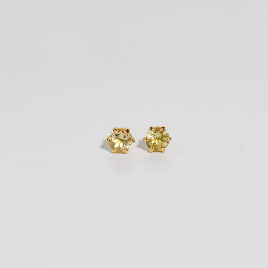 6 mm Round cut Lemon Quartz Earrings