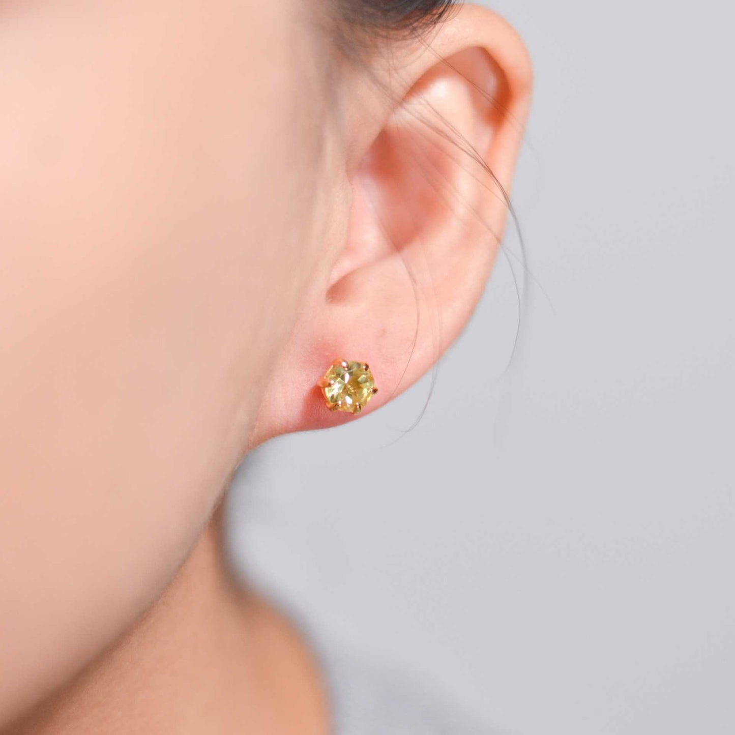 6 mm Round cut Lemon Quartz Earrings