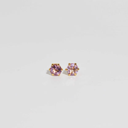 6 mm Round cut Pink Amethyst Earrings