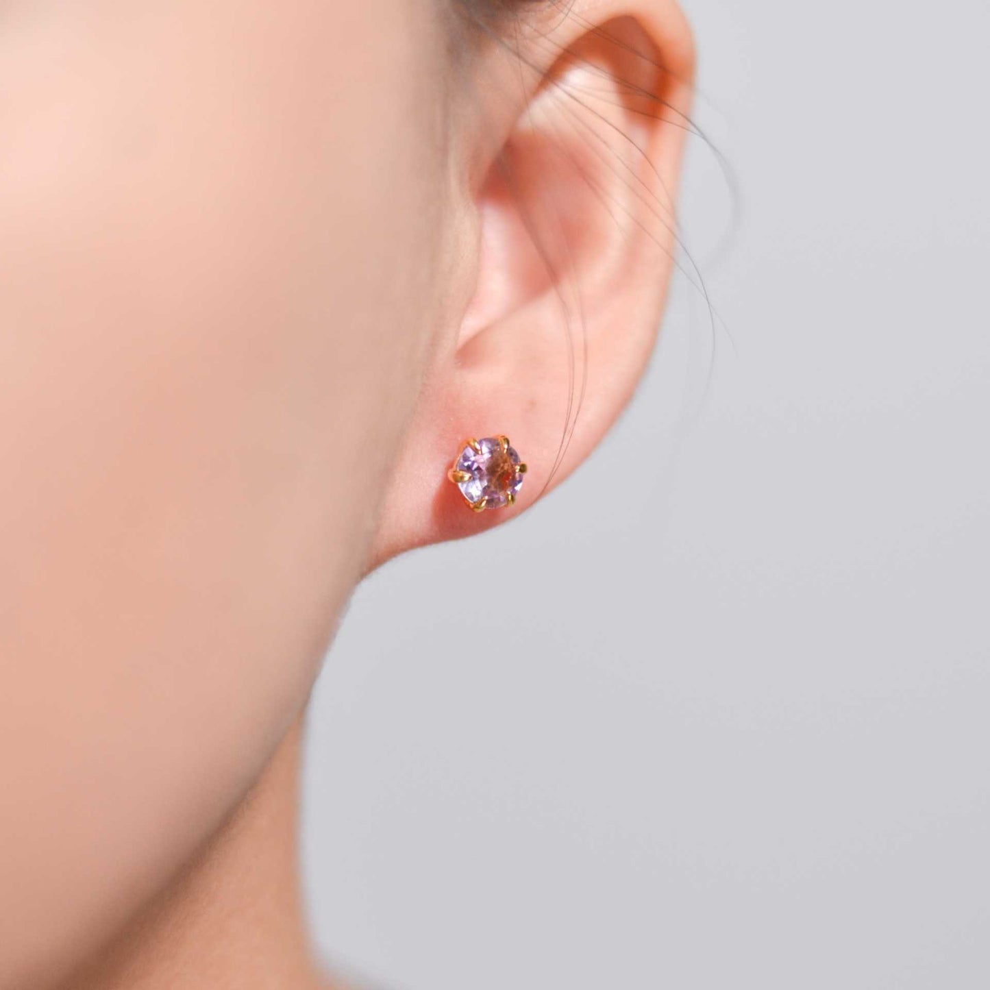 6 mm Round cut Pink Amethyst Earrings