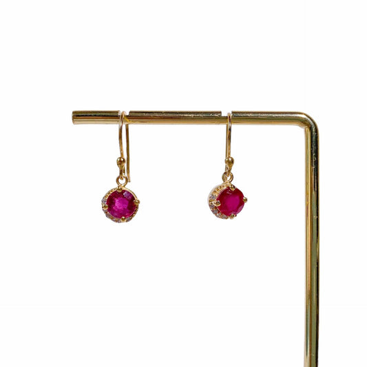 6 mm Round cut Ruby with Crescent Cz Earrings