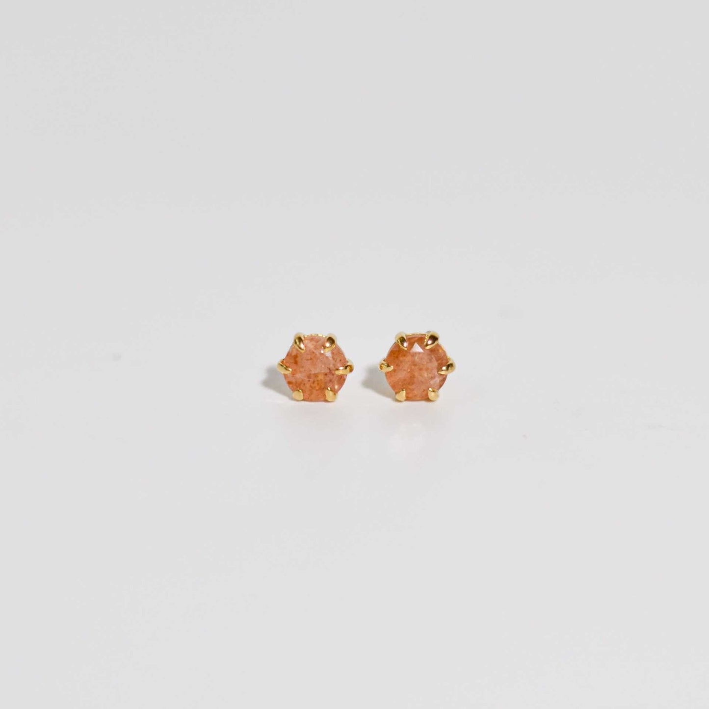 6 mm Round cut Sunstone Earrings